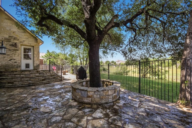 view of patio featuring a fenced backyard