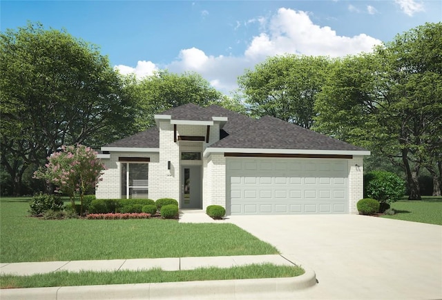 208 Hidalgo Ln, Elgin, TX 78621 - view of front of house featuring brick siding, concrete driveway, and a front lawn