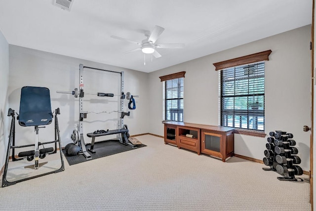 10804 Buckthorn Dr, Austin, TX 78759 - workout room with carpet flooring and a ceiling fan