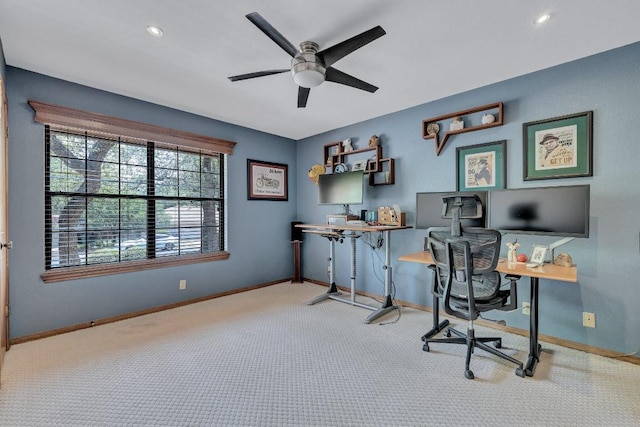 10804 Buckthorn Dr, Austin, TX 78759 - home office with ceiling fan, carpet floors, and recessed lighting