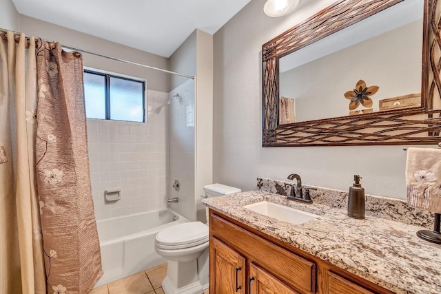 10804 Buckthorn Dr, Austin, TX 78759 - full bathroom with shower / tub combo with curtain, vanity, and tile patterned floors