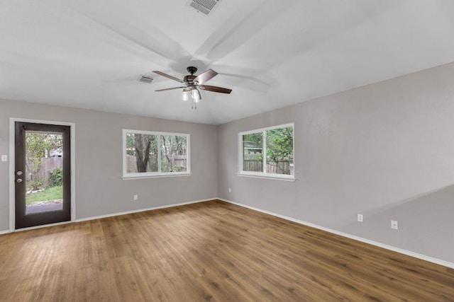 906 Mammoth Ct, Round Rock, TX 78681 - empty room with wood finished floors, baseboards, and ceiling fan