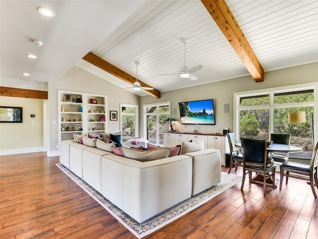 400 Hillview Rd, Wimberley, TX 78676 - living area with wood-type flooring, plenty of natural light, ceiling fan, and recessed lighting