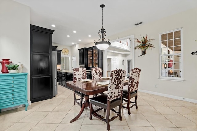 1016 High Hill Creek Rd, La Grange, TX 78945 - dining room featuring light tile patterned flooring, recessed lighting, and baseboards