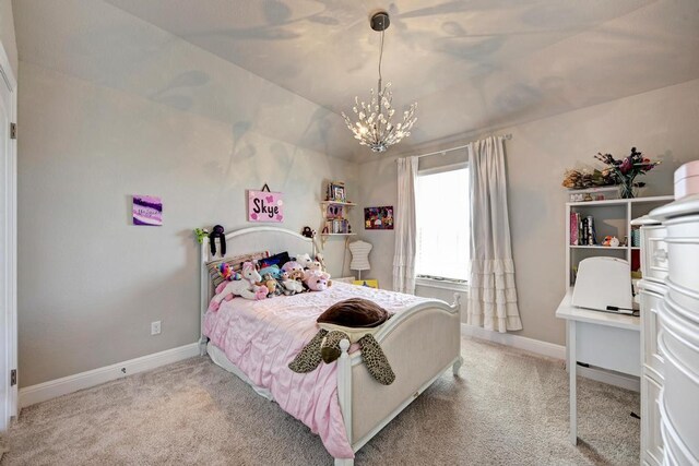 1816 Ficuzza Way, Leander, TX 78641 - carpeted bedroom with a chandelier and baseboards