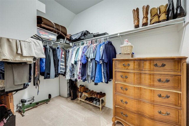 walk in closet featuring carpet