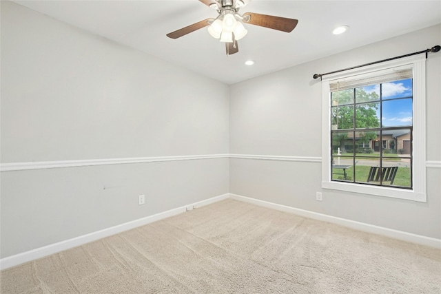 2627 Oak Meadow Dr, Round Rock, TX 78681 - carpeted empty room with baseboards, ceiling fan, and recessed lighting
