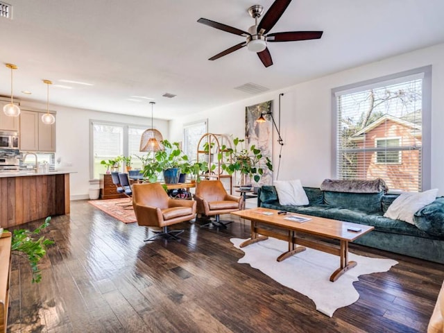 604 Allen St Unit 103, Austin, TX 78702 - living room with ceiling fan and hardwood / wood-style floors