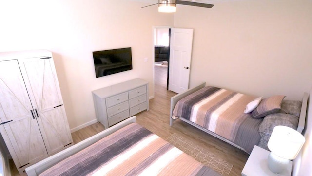 bedroom featuring light wood-type flooring
