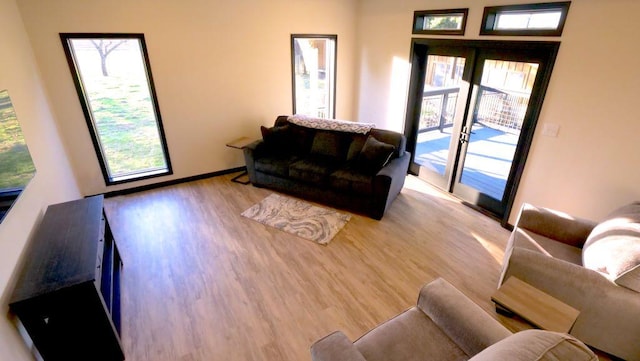 living room featuring light wood-style flooring
