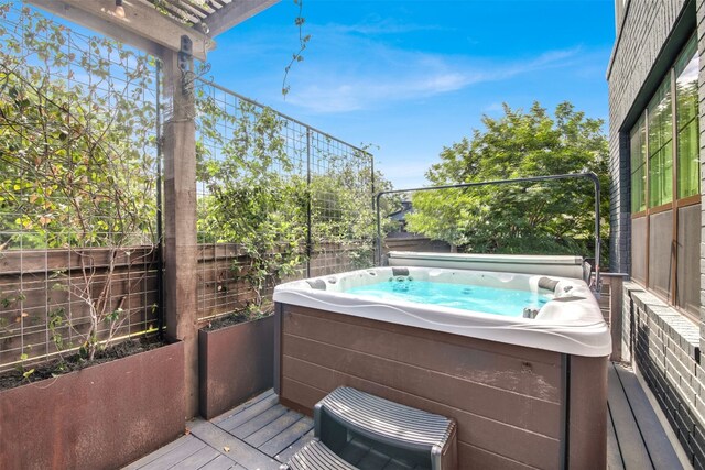 1506 Fox Sparrow Trl, Cedar Park, TX 78613 - wooden deck featuring a hot tub and fence