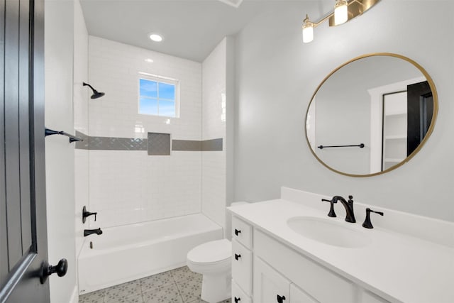 1506 Fox Sparrow Trl, Cedar Park, TX 78613 - full bathroom with toilet, vanity, shower / bathtub combination, and recessed lighting