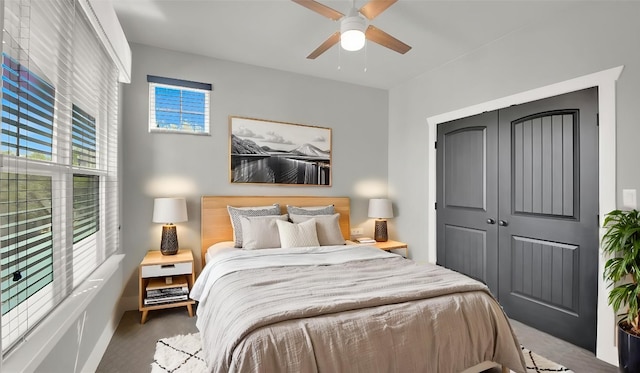 1506 Fox Sparrow Trl, Cedar Park, TX 78613 - carpeted bedroom with a closet and a ceiling fan
