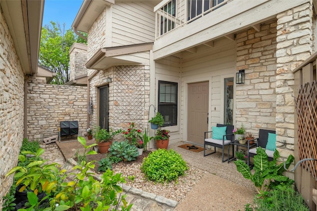 view of patio with a balcony