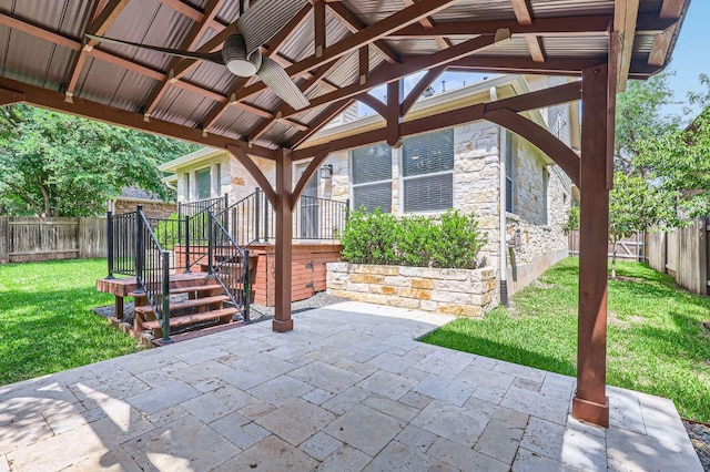 409 S Frontier Ln, Cedar Park, TX 78613 - view of patio featuring ceiling fan and a gazebo