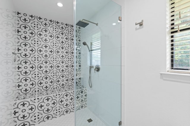 bathroom featuring walk in shower