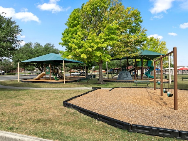 community playground with a lawn