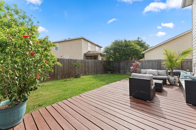 wooden terrace with outdoor lounge area
