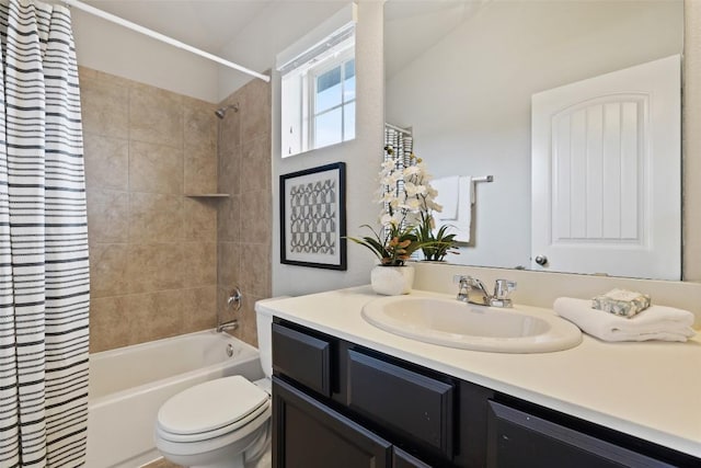 801 Vaughn St, Georgetown, TX 78628 - bathroom featuring toilet, shower / tub combo, and vanity