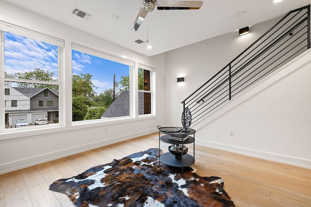 1310 Choquette Dr Unit B, Austin, TX 78757 - interior space with a ceiling fan, wood-type flooring, baseboards, and recessed lighting