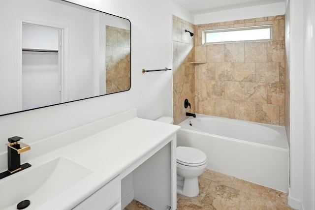 full bathroom with toilet, shower / bathtub combination, and vanity