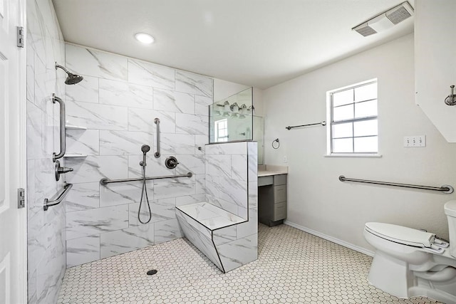 3656 Rr 2657, Copperas Cove, TX 76539 - full bath with toilet, tiled shower, baseboards, vanity, and recessed lighting