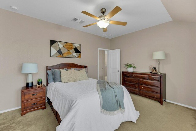 3624 Anchor Bay Dr, Pflugerville, TX 78660 - carpeted bedroom with ceiling fan, baseboards, and lofted ceiling
