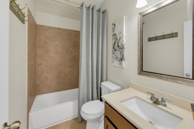 3624 Anchor Bay Dr, Pflugerville, TX 78660 - bathroom with vanity, shower / tub combo with curtain, and tile patterned floors