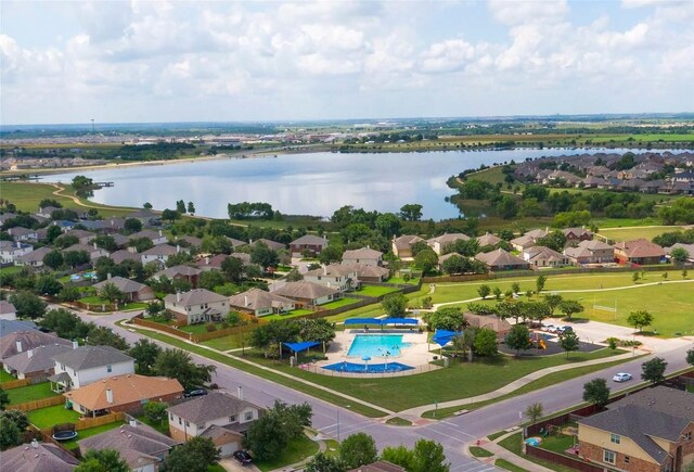 3624 Anchor Bay Dr, Pflugerville, TX 78660 - aerial view of residential area with a nearby body of water and a pool area