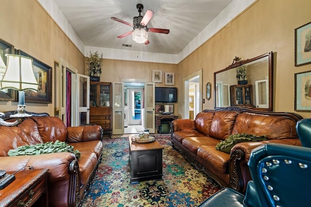 303 Austin St, Fredericksburg, TX 78624 - living room featuring ceiling fan