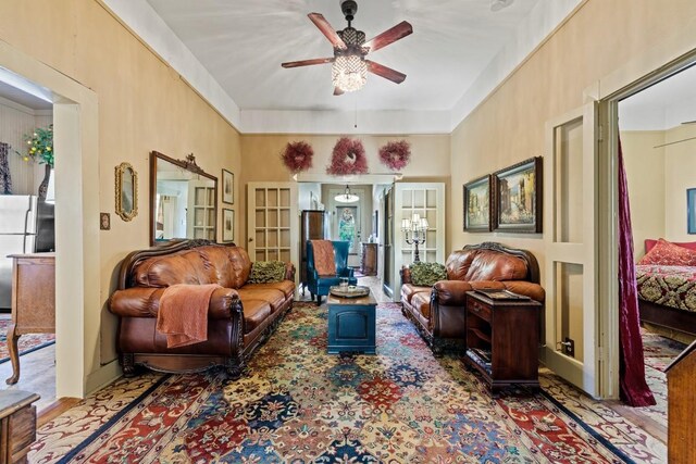 303 Austin St, Fredericksburg, TX 78624 - living room featuring ceiling fan