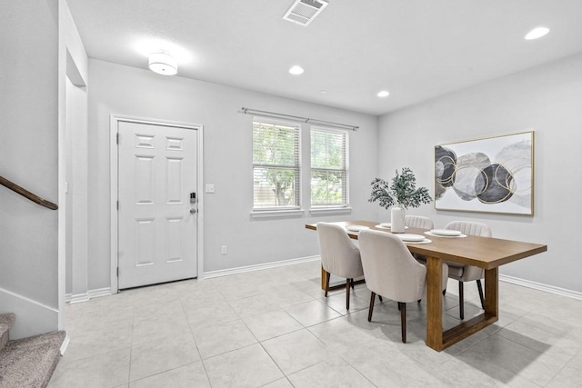 1808 Pecan Island Dr, Leander, TX 78641 - dining area featuring stairway, recessed lighting, and baseboards
