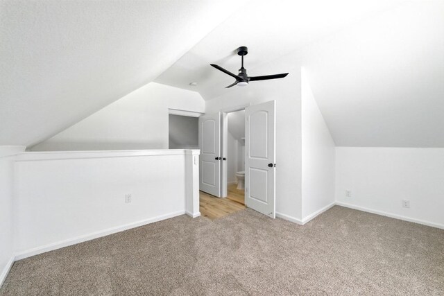 337 Forest Lake Dr, Del Valle, TX 78617 - bonus room with light colored carpet, lofted ceiling, and ceiling fan