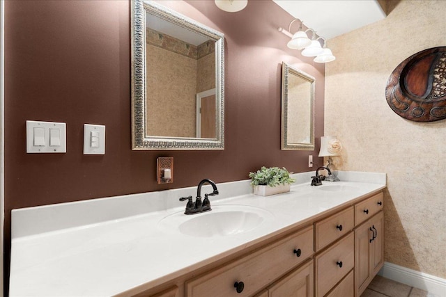 2604 Saratoga Dr, Austin, TX 78733 - bathroom featuring double vanity and tile patterned floors