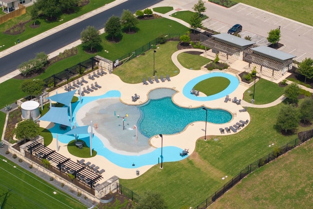 bird's eye view of a pool