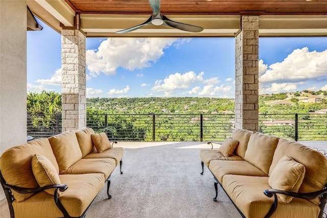 2212 Normandy Vw, Leander, TX 78641 - balcony with an outdoor living space and a ceiling fan