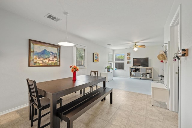 1320 Anna Palm Way, Round Rock, TX 78665 - dining room featuring a ceiling fan and baseboards