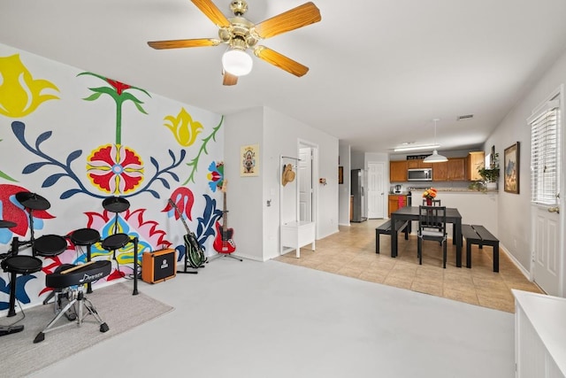 1320 Anna Palm Way, Round Rock, TX 78665 - game room featuring a ceiling fan and baseboards