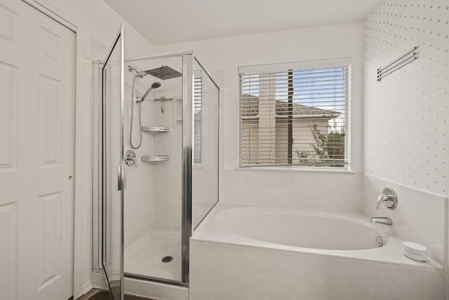 1320 Anna Palm Way, Round Rock, TX 78665 - bathroom with a garden tub and a stall shower