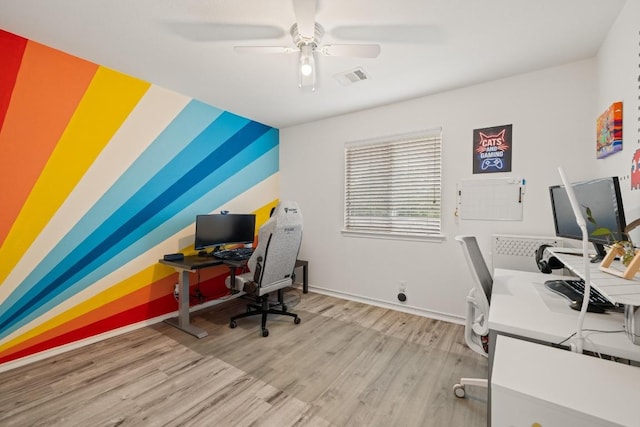 1320 Anna Palm Way, Round Rock, TX 78665 - home office featuring wood finished floors and a ceiling fan
