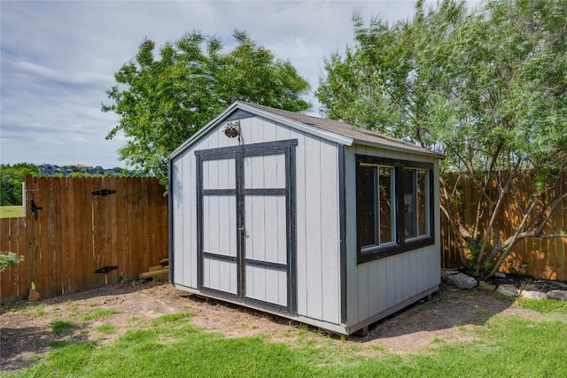 205 Talon Grasp Trl, Leander, TX 78641 - view of shed featuring a fenced backyard