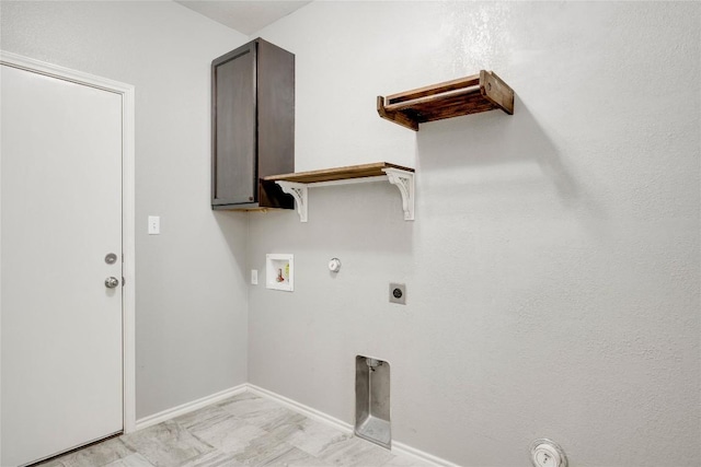 205 Talon Grasp Trl, Leander, TX 78641 - laundry room with hookup for a gas dryer, hookup for a washing machine, baseboards, and hookup for an electric dryer