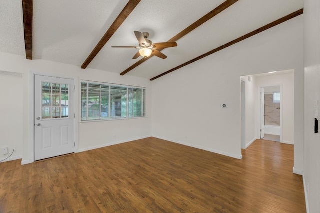 9811 Hansford Dr, Austin, TX 78753 - unfurnished living room featuring a ceiling fan, wood finished floors, and baseboards