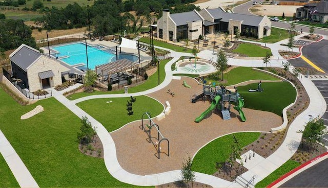305 Golden Sage Ave, Georgetown, TX 78633 - aerial view of a pool and a community park