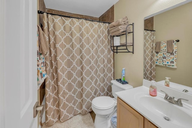 3400 Settlement Dr, Round Rock, TX 78665 - bathroom featuring toilet, vanity, and a shower with curtain