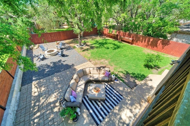 11805 Lake Stone Dr, Austin, TX 78738 - view of yard featuring a patio area and an outdoor living space with a fire pit