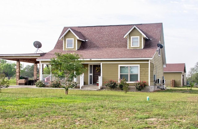 163 Buckeye, Seguin, TX 78155 - cape cod home with a front yard, a porch, and a shingled roof