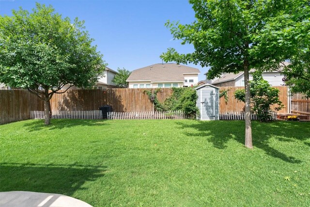 8058 Arezzo Dr, Round Rock, TX 78665 - fenced backyard with a storage unit
