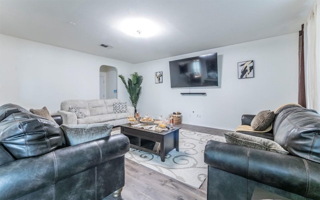 316 Carrington St, Hutto, TX 78634 - living room with wood finished floors and arched walkways