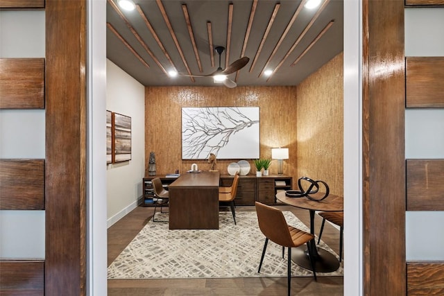 217 Northcrest Dr, Liberty Hill, TX 78642 - office space featuring wood finished floors, recessed lighting, and baseboards
